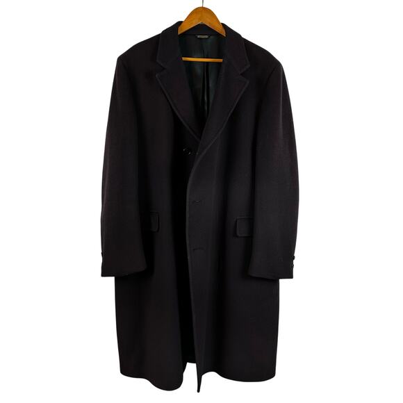 Vintage Wool Cashmere Blend Long Brown Trench Coat Mens Size 48 Reg - Picture 3 of 15